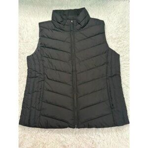 Talbots Womens Black Puffer Vest XL Lightweight Quilted Outerwear